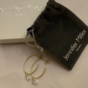 Jennifer Miller Gold Hoop Earrings with Crystal Accents